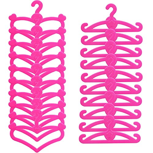 Details about / 60 PCS Pink Plastic Little Hangers for Girl Doll Dress Clothes Gown Doll